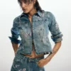 Giacca in denim ricamata