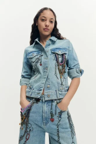 Giacca in denim stampata
