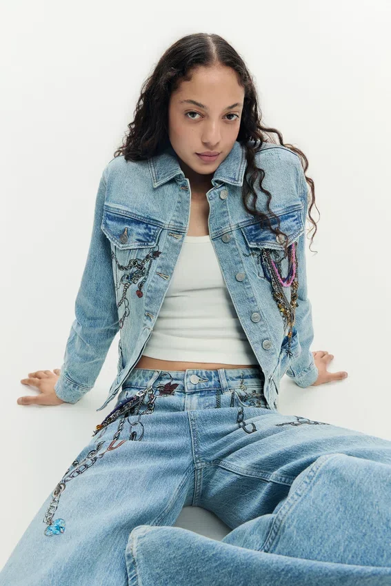 Giacca in denim stampata Giacca in denim stampata