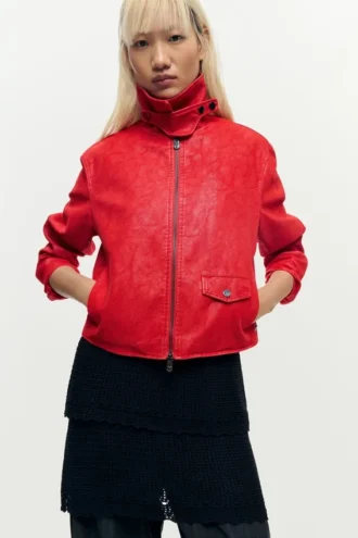 Giacca in ecopelle rossa