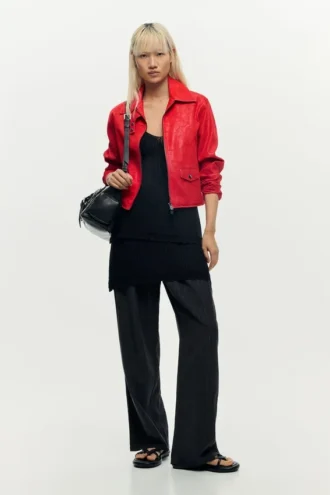 Giacca in ecopelle rossa