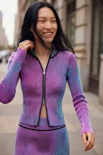 Giacca in maglia con doppia zip Giacca in maglia con doppia zip