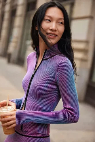Giacca in maglia con doppia zip Giacca in maglia con doppia zip