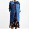 Giacca lunga in denim imbottita Giacca lunga in denim imbottita