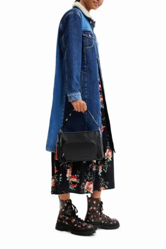 Giacca lunga in denim imbottita