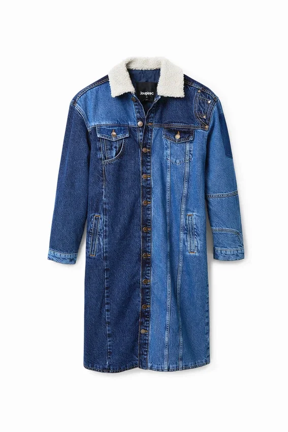 Giacca lunga in denim imbottita Giacca lunga in denim imbottita