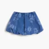 Gonna a fiori in denim con peplo