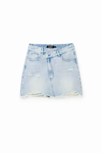 Gonna in denim con vita incrociata