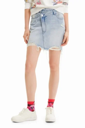 Gonna in denim con vita incrociata