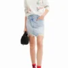 Gonna in denim con vita incrociata