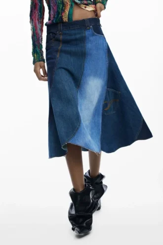 Gonna patchwork in denim