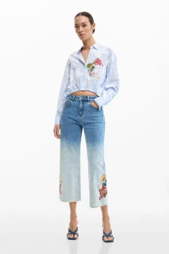 Jeans a culotte ricamati