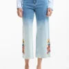 Jeans a culotte ricamati