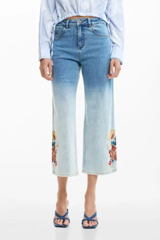 Jeans a culotte ricamati