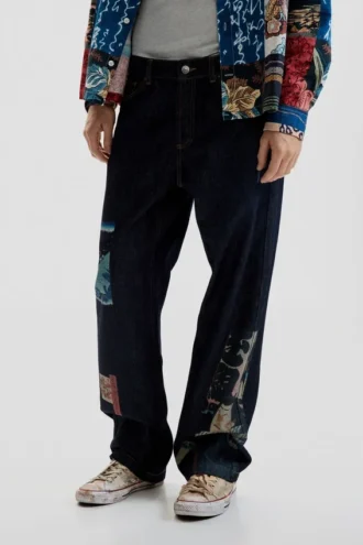 Jeans con stampa orientale