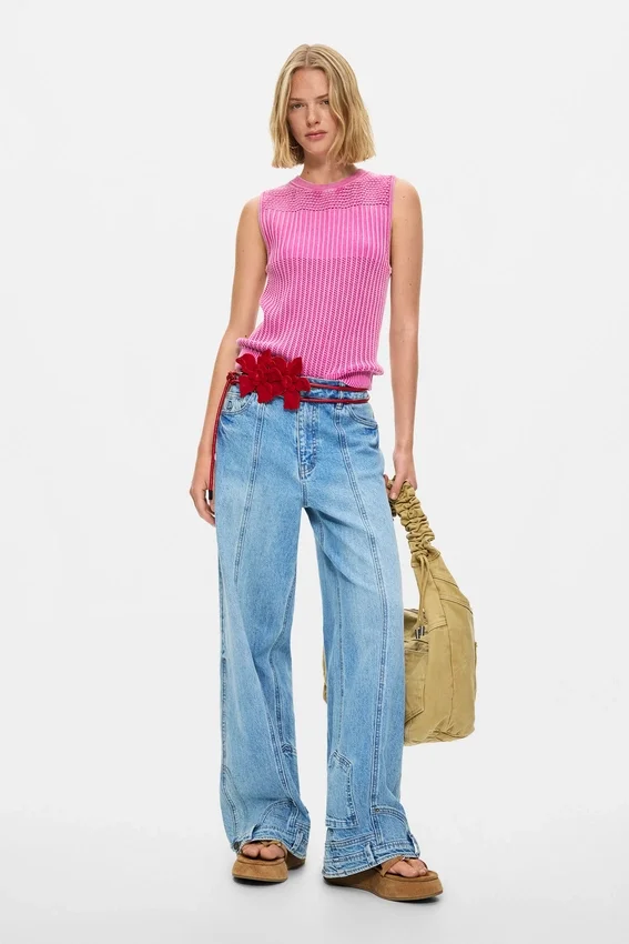 Jeans dritti con effetto consumato Jeans dritti con effetto consumato