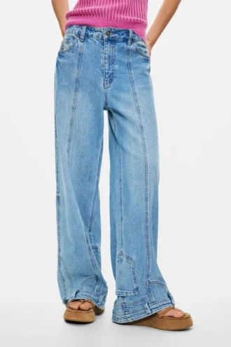Jeans dritti con effetto consumato