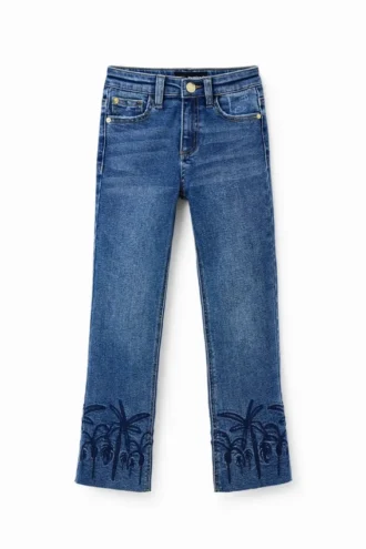 Jeans lunghi a zampa ricamati
