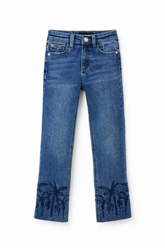 Jeans lunghi a zampa ricamati Jeans lunghi a zampa ricamati