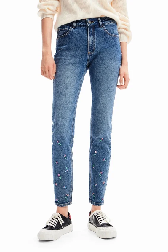 Jeans skinny a fiori con effetto push-up Jeans skinny a fiori con effetto push-up