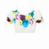 M. Christian Lacroix Camicetta corta a fiori con arricciature