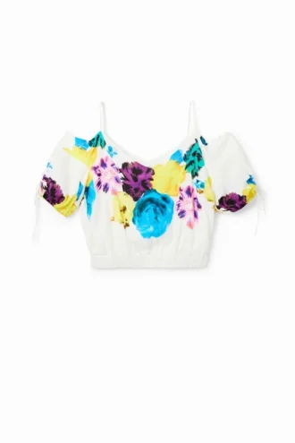 M. Christian Lacroix Camicetta corta a fiori con arricciature