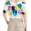 M. Christian Lacroix Camicetta corta a fiori con arricciature
