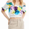 M. Christian Lacroix Camicetta corta a fiori con arricciature