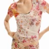 Maglietta con fiori in tulle