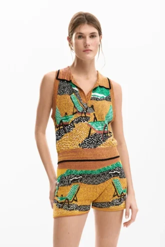 Maglietta senza maniche in jacquard