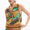 Maglietta senza maniche in jacquard
