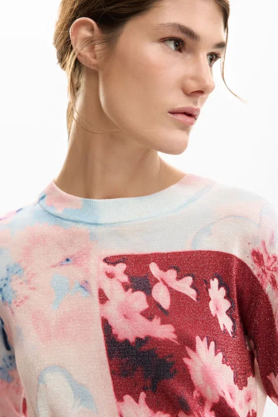 Maglione a maglia fine con stampa collage Maglione a maglia fine con stampa collage