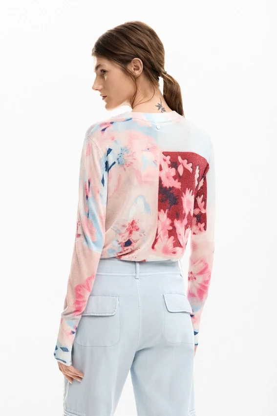 Maglione a maglia fine con stampa collage Maglione a maglia fine con stampa collage