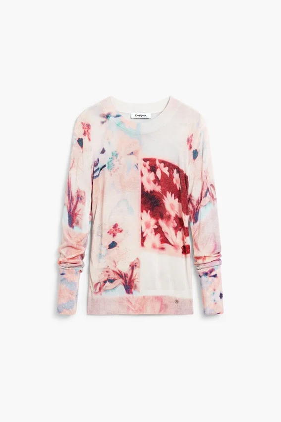 Maglione a maglia fine con stampa collage Maglione a maglia fine con stampa collage