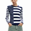 Maglione a righe a costine