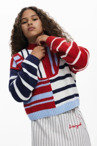 Maglione a righe con zip