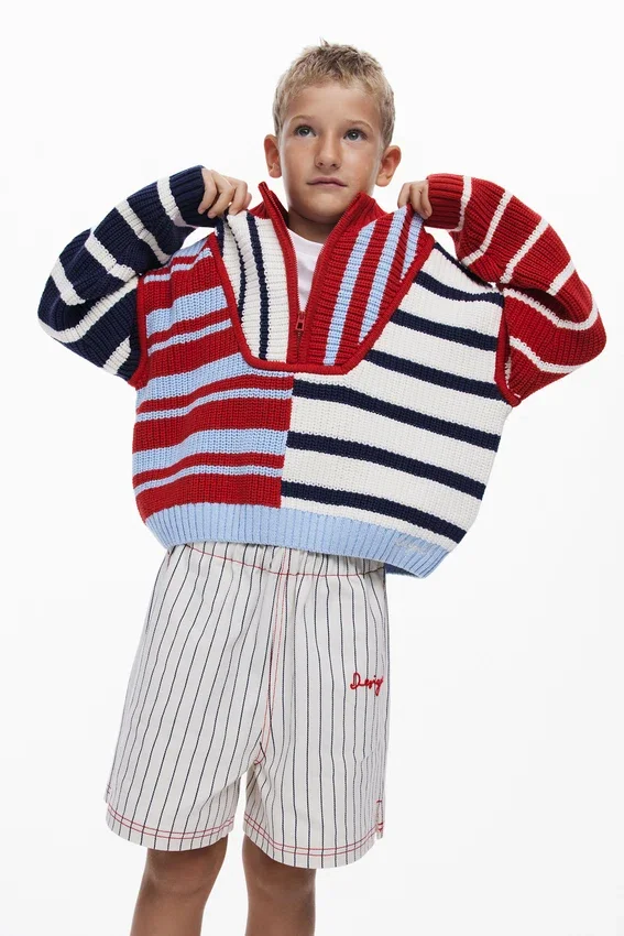 Maglione a righe con zip Maglione a righe con zip