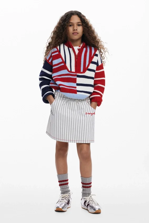 Maglione a righe con zip Maglione a righe con zip