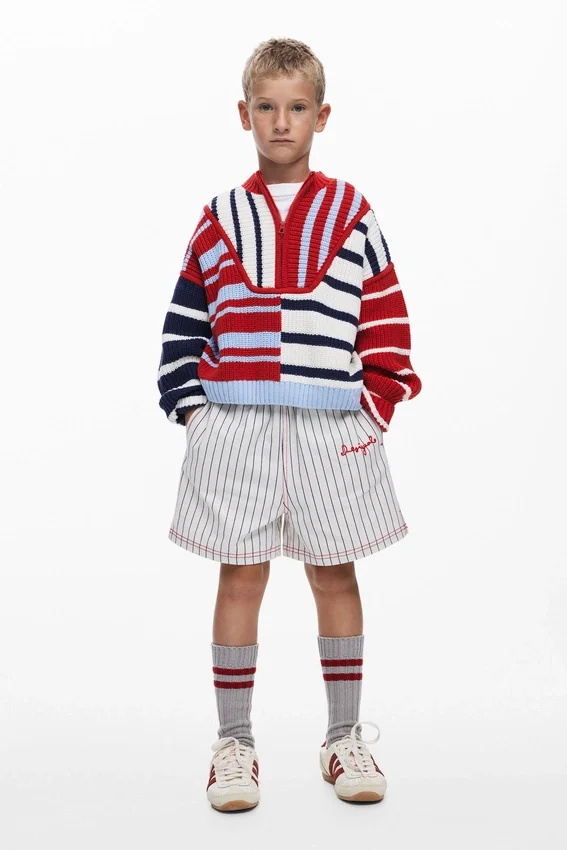 Maglione a righe con zip Maglione a righe con zip