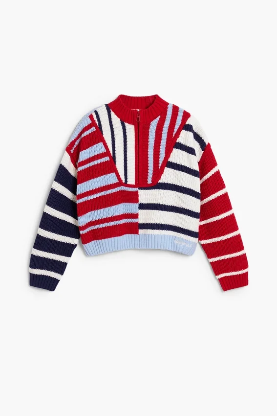 Maglione a righe con zip Maglione a righe con zip