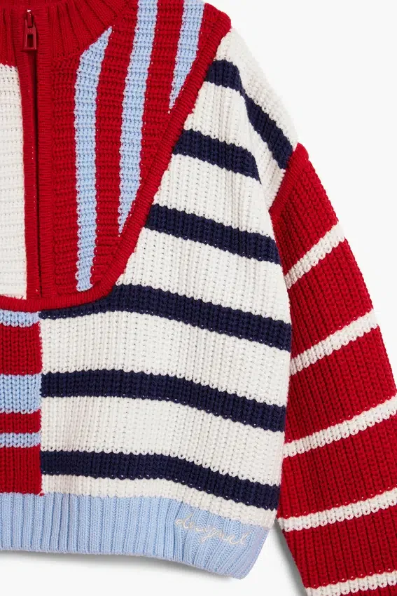 Maglione a righe con zip Maglione a righe con zip