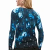 Maglione a trama fine con motivi floreali Maglione a trama fine con motivi floreali