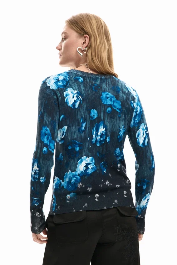 Maglione a trama fine con motivi floreali Maglione a trama fine con motivi floreali