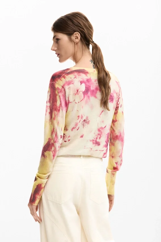 Maglione a trama fine con motivi floreali Maglione a trama fine con motivi floreali