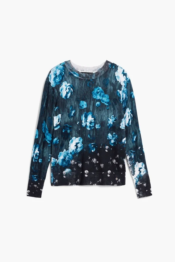 Maglione a trama fine con motivi floreali Maglione a trama fine con motivi floreali