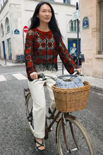 Maglione all’uncinetto con cuori