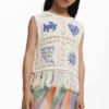 Maglione all’uncinetto con frange