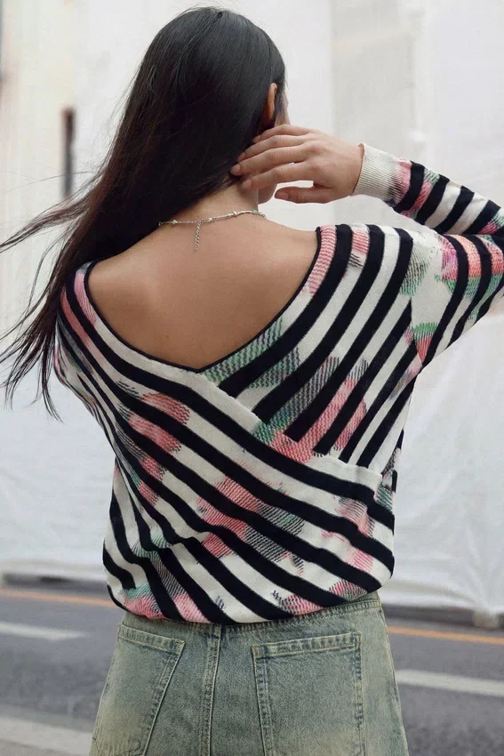 Maglione avvolgente a maglia fine Maglione avvolgente a maglia fine