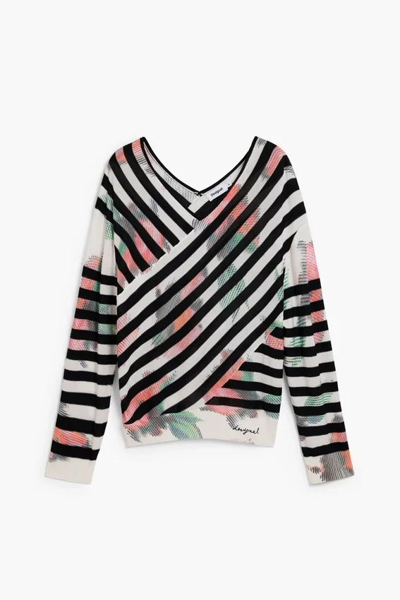 Maglione avvolgente a maglia fine Maglione avvolgente a maglia fine