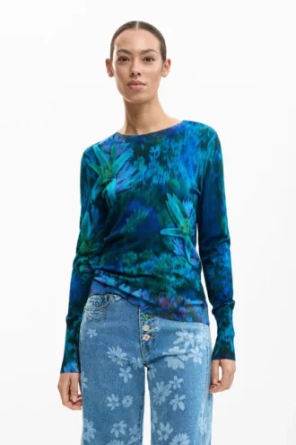 Maglione con delicati motivi floreali